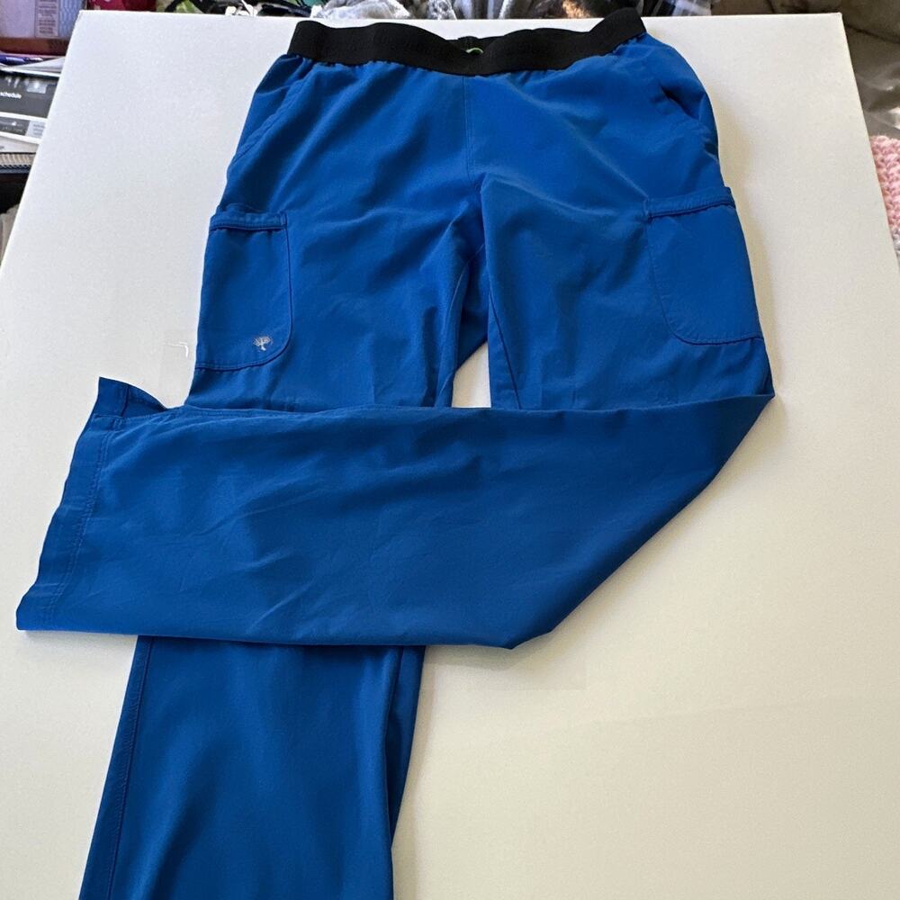 HH Works by Healing Hands Blue Solid Unisex Scrub Pants M-T Polyester Twill Tall